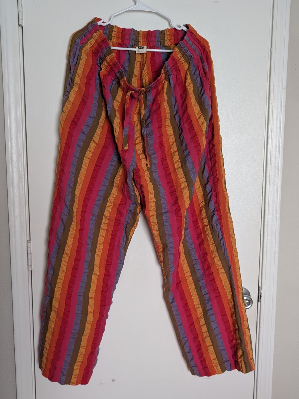 Lucy & Yak Multicolor Vertical Stripe Wide-Leg Drawstring Pants - Picture 1 of 4